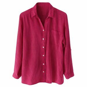 Chico’s Size 3 Magenta Button Down Blouse Flowy Lightweight Top